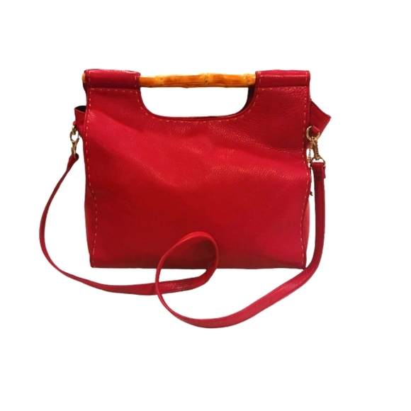 Vintage Fossil Red Leather Clutch Shoulder Bag - Picture 1 of 10